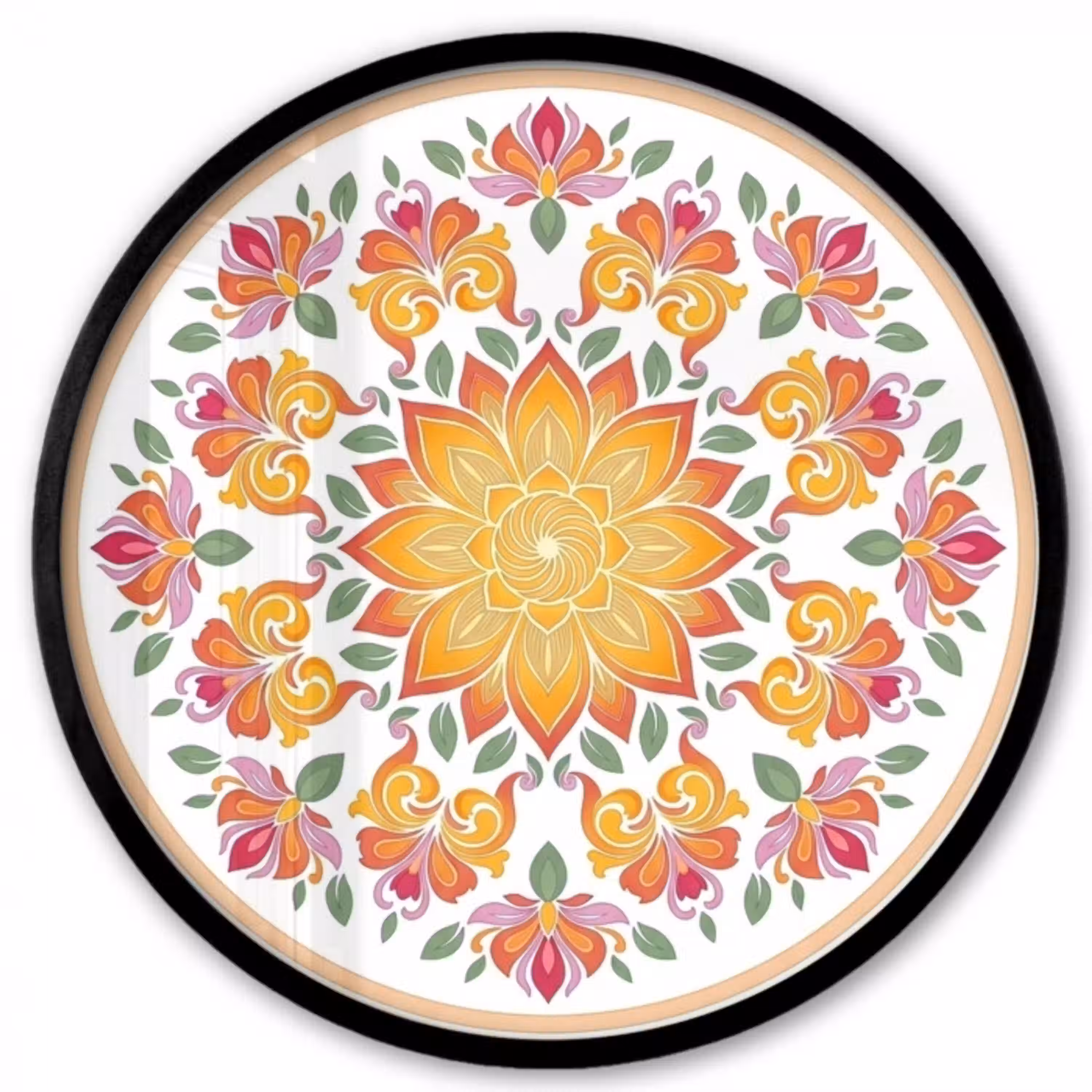 Mandala - Bloemen - Decoratie - Kleurrijk - Abstract Fotolijst rond zonder passe partout klein -3d