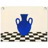 Vaas - Blauw - Geblokt - Modern tuinposter los doek klein -3d