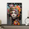 Vrouw - Hoofddoek - Graffiti - Zwart canvas 2cm klein -sfeer6