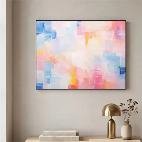 Aquarel - Pastel - Abstract - Kunst Textielframe zwart klein -sfeer2