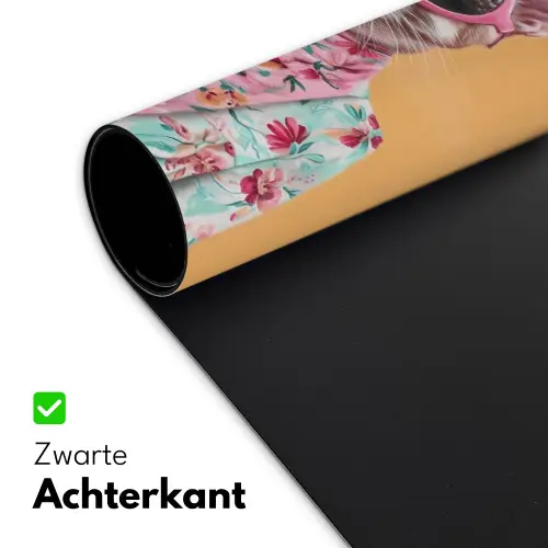 Zonnebril - Kat - Sjaal - Bloemen Muismat XXL klein -sfeer2