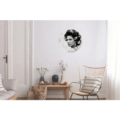 Edgy - Vrouw - Zwart - Wit Wandcirkel aluminium klein -woonkamer