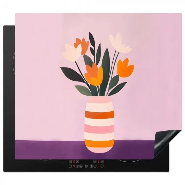Protezione piano induzione - Tulipani - Vaso - Strisce - Viola