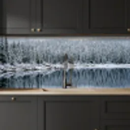 Bos - Reflectie - Meer - Winter - Serene keuken achterwand 2 middel -sfeer1