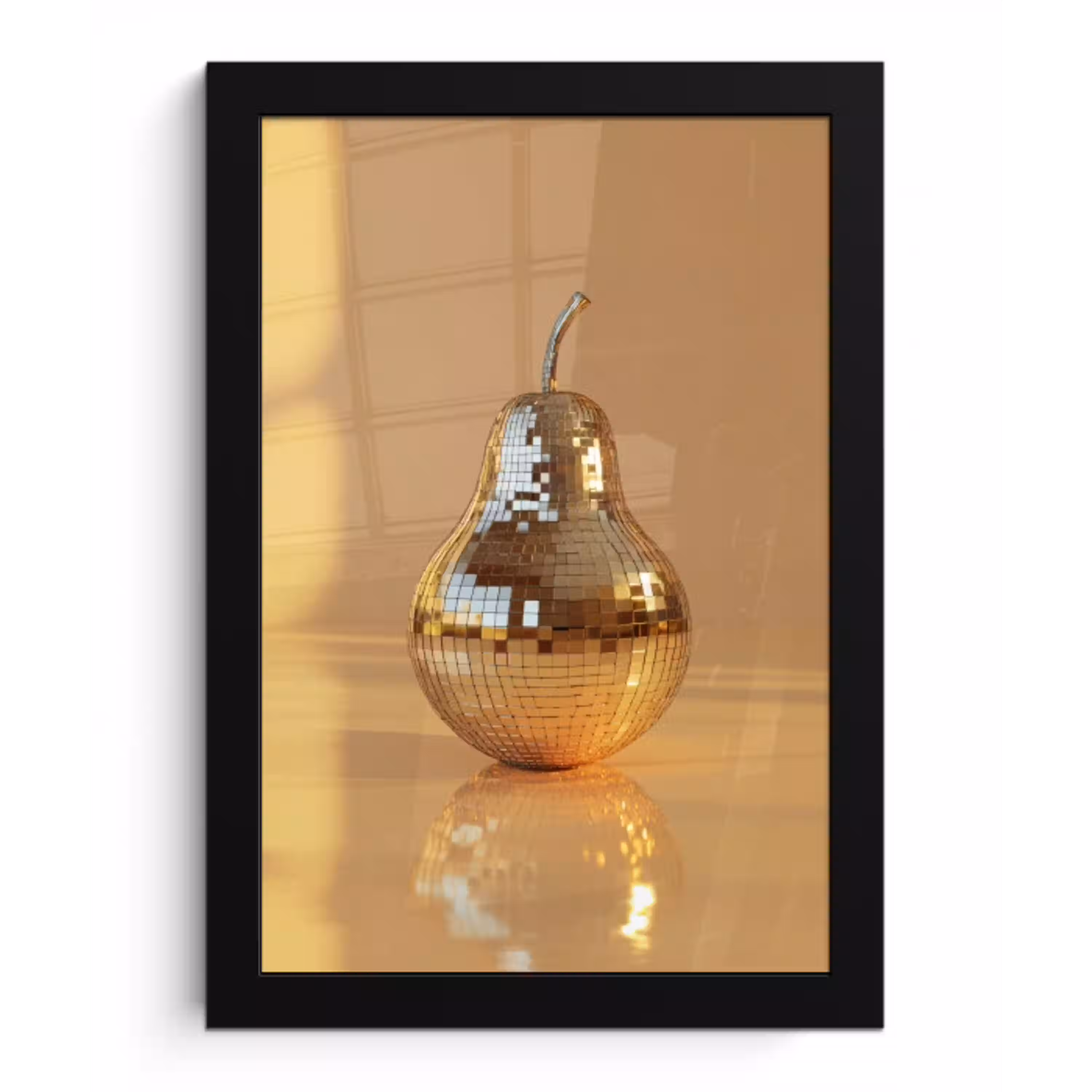 Goud - Disco - Glitter - Peer fotolijst zwart zonder passe partout klein -3d