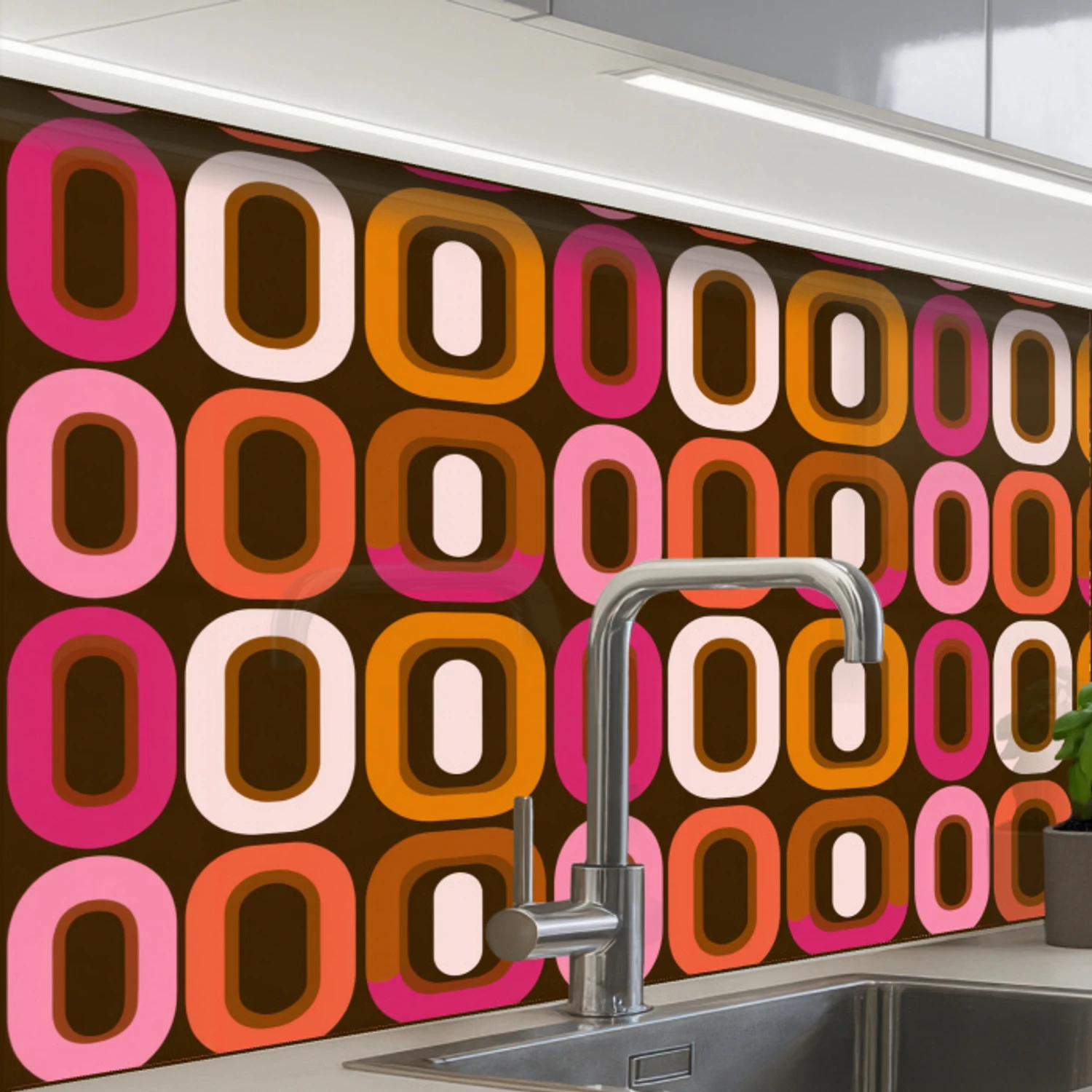 Modern - Retro - Kleurrijk keuken achterwand 2 middel 865 -zzzz3d_schuin