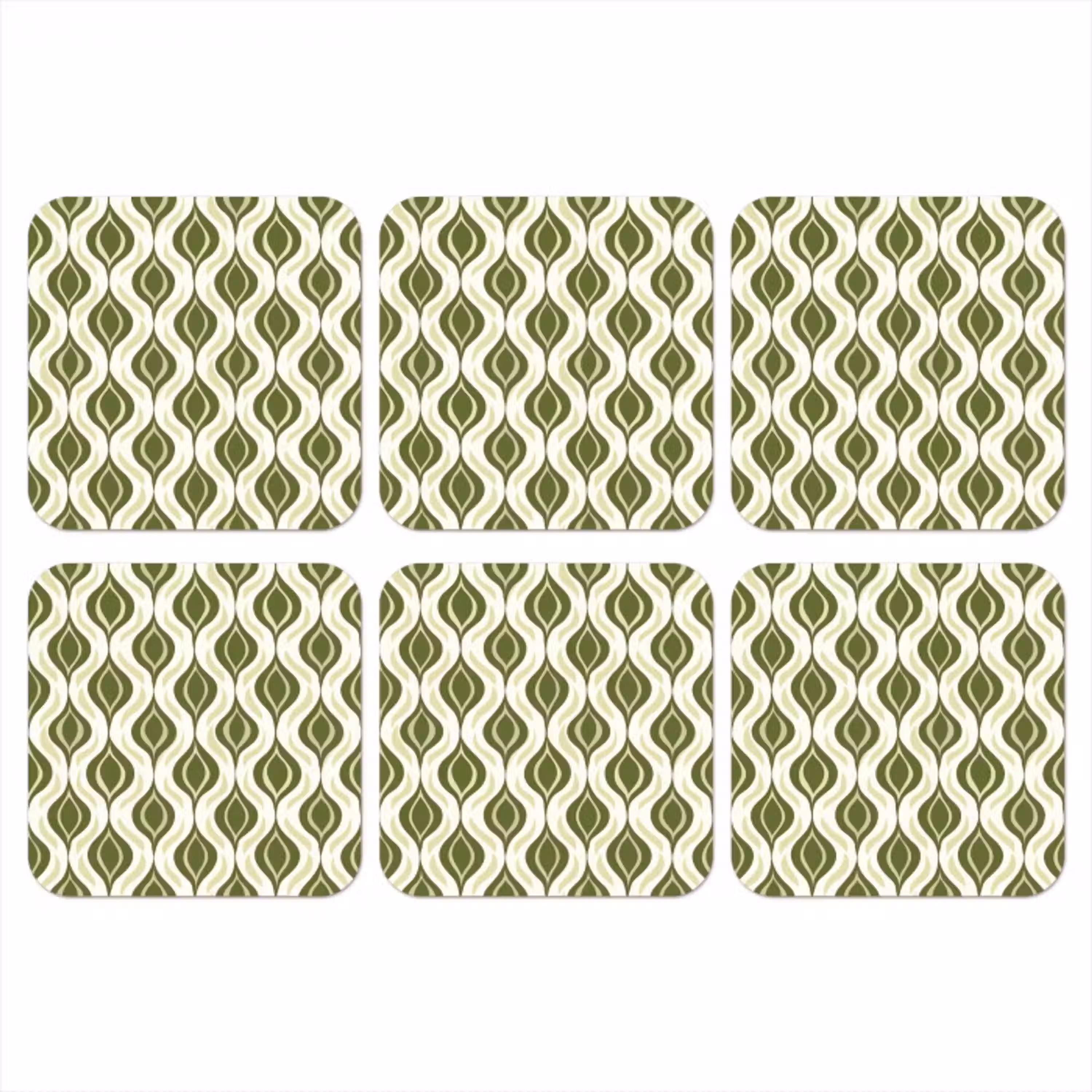 Patroon - Retro - Groen onderzetter kurk middel 366 -3d