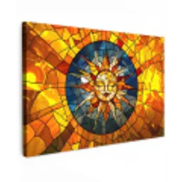 Mozaïek - Zon - Geel - Cirkel Tuinposter op houten frame 2 cm dik klein -3d