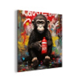 Aap - Graffiti - Dieren - Kunst - Flesje - Kleuren aluminium wit klein -3d
