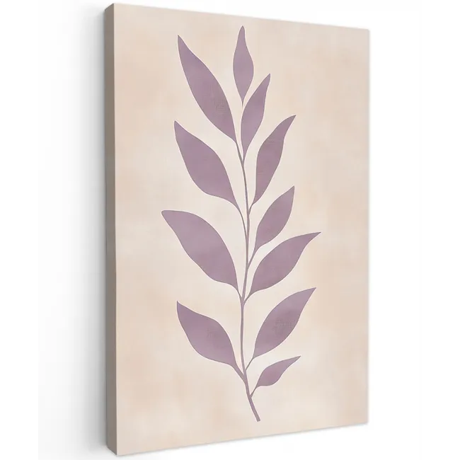 Tak - Bladeren - Minimalistisch - Beige Tuinposter op houten frame 2 cm dik klein -3d