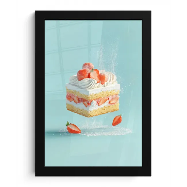 Slagroom - Taart - Blauw - Eten fotolijst zwart zonder passe partout klein -3d