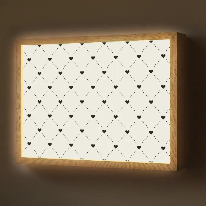 Hart - Dotline - Wit - Zwart Light Box met batterij (Wandlamp) middel 907 -z3d_website
