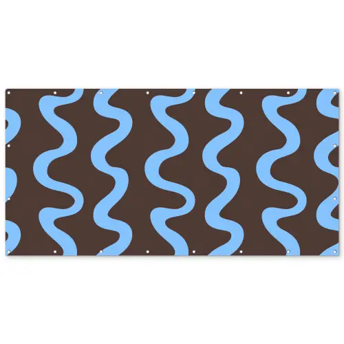 Kronkelende lijnen - Blauw - Bruin - Minimalistisch Balkonbeschermer Duitsland klein 596 -zz_3d