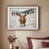 Schotse Hooglander - Winterlandschap - Landelijk - Bergen - Doorkijk Textielframe zwart klein -sfeer1