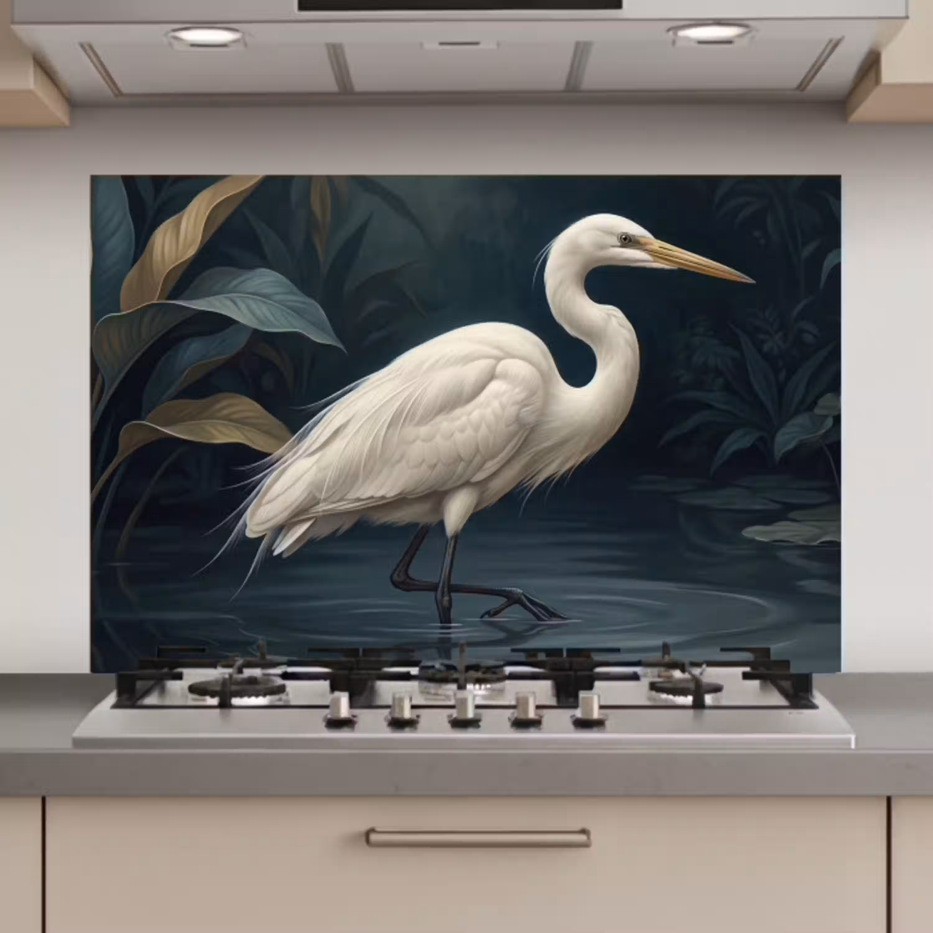 Reiger - Water - Natuur - Modern - Wit keuken achterwand spatscherm klein -3d_website