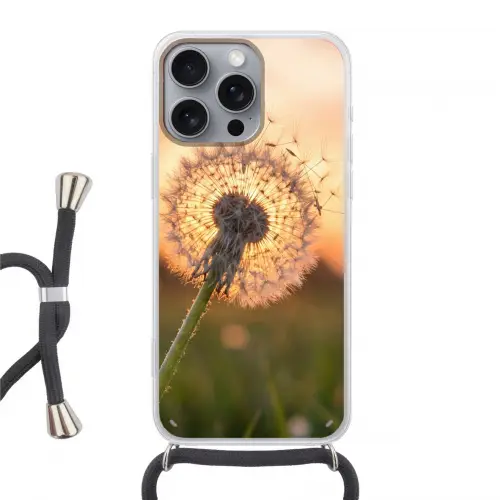 Paardenbloem - Zonsondergang - Veld Hoesje iPhone 16 Pro Max met koord klein -3d