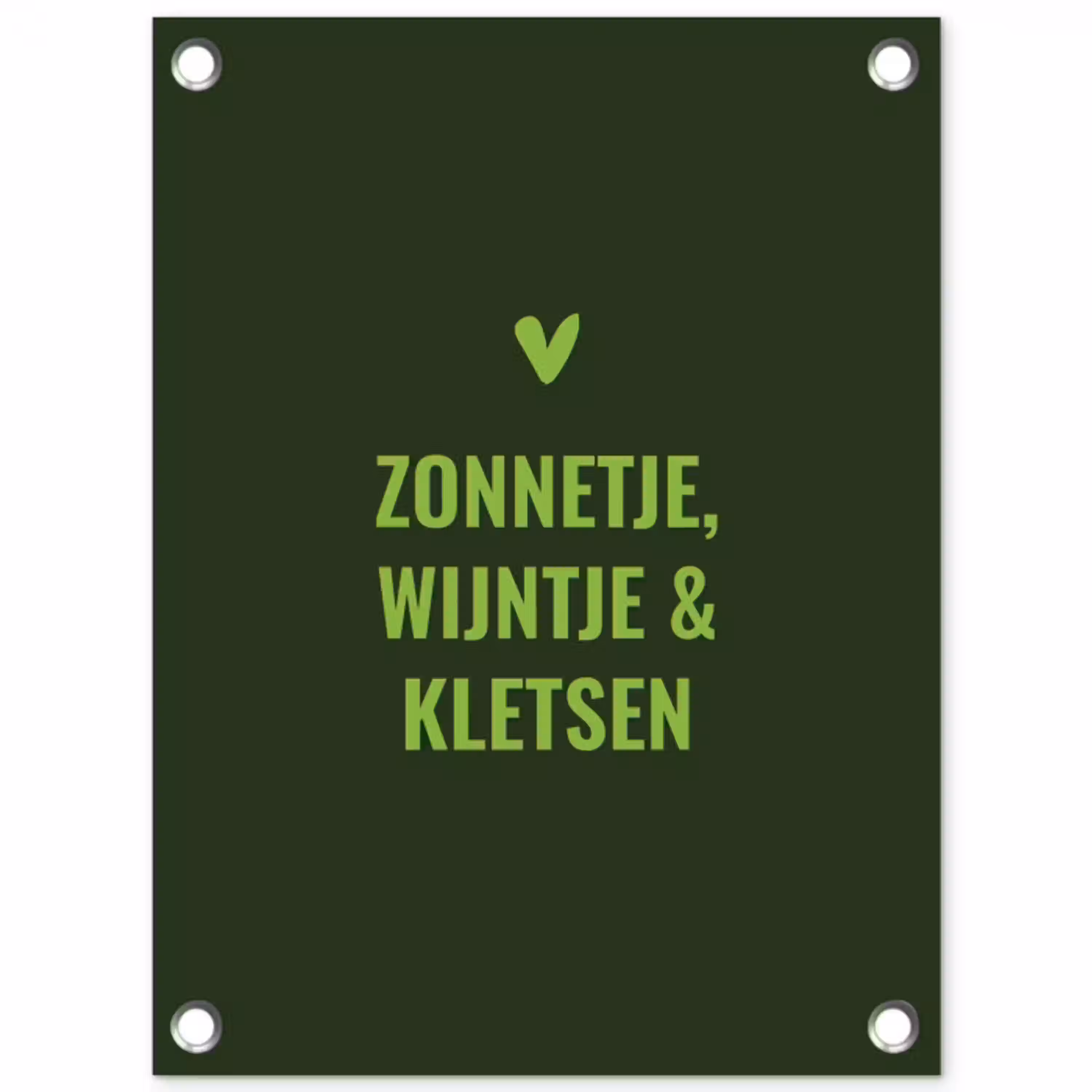 Donkergroen - Quote - Zon - Zomer tuinposter los doek klein -3d