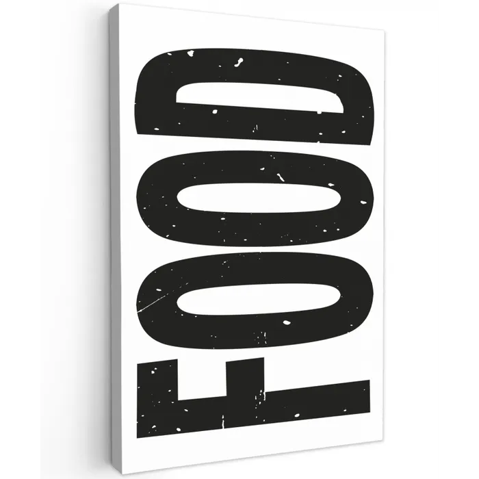 Food - Zwart - Wit - Decoratie Tuinposter op houten frame 2 cm dik klein -3d