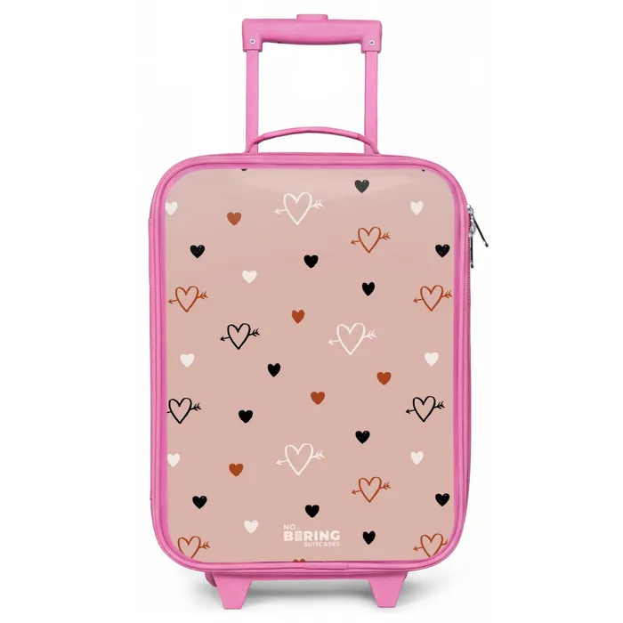 Hartjes met pijlen in zwart, wit en roze Kinderkoffer - Roze klein -zz3dotto