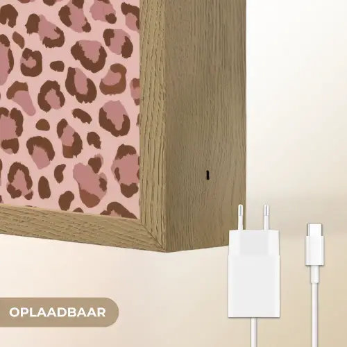 Luipaard - Patroon - Roze Light Box met batterij (Wandlamp) middel 907 -USP_websiteoplaadbaarNL