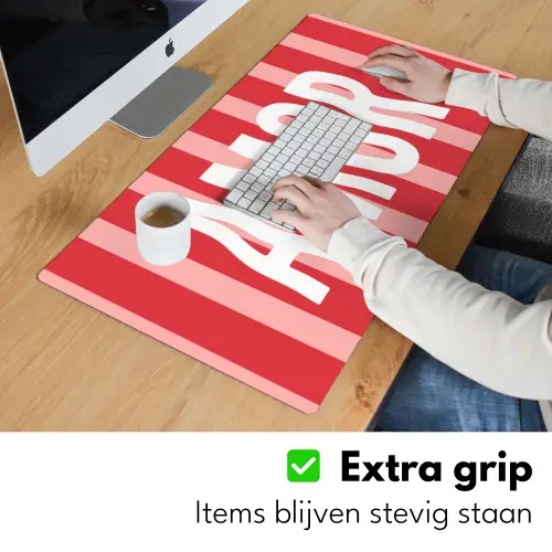 Amor - Strepen - Rood - Roze Muismat XXL klein -sfeer3