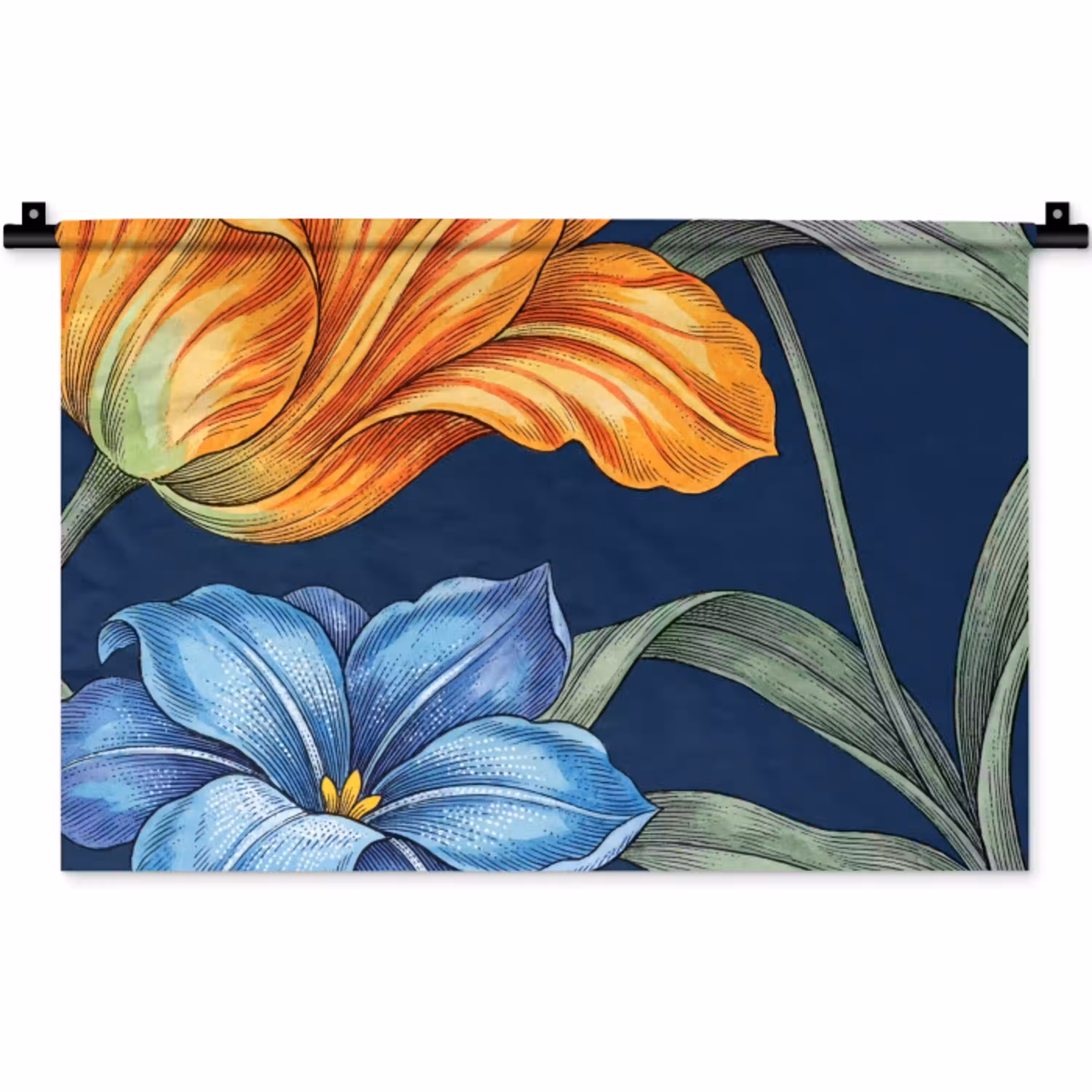 Bloemen - Botanisch - Patroon Wandkleed katoen klein -zz3d