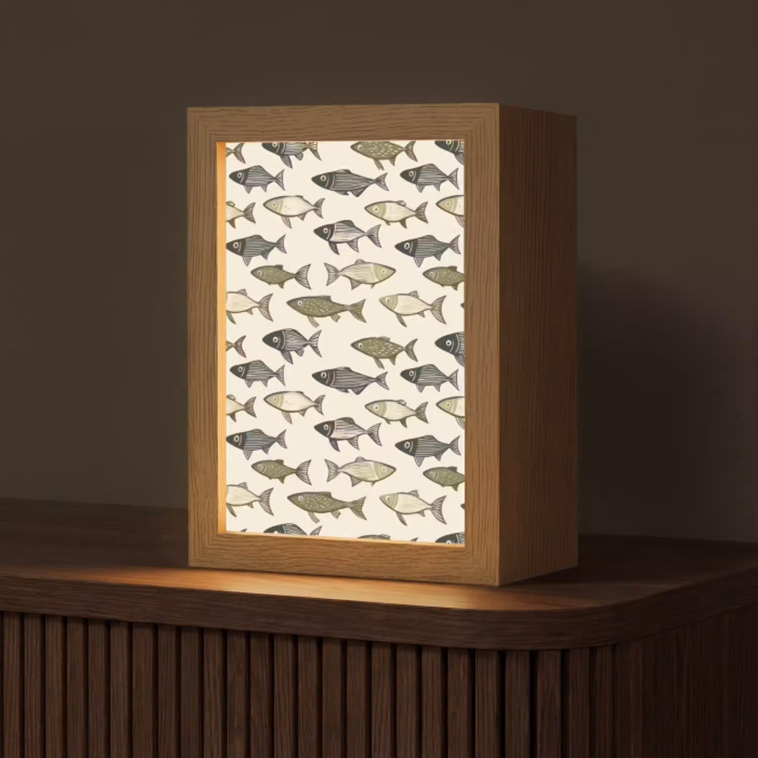 Vissen - Klassiek - Groen Light Box met kabel (Tafellamp) klein 925 -z3d_website