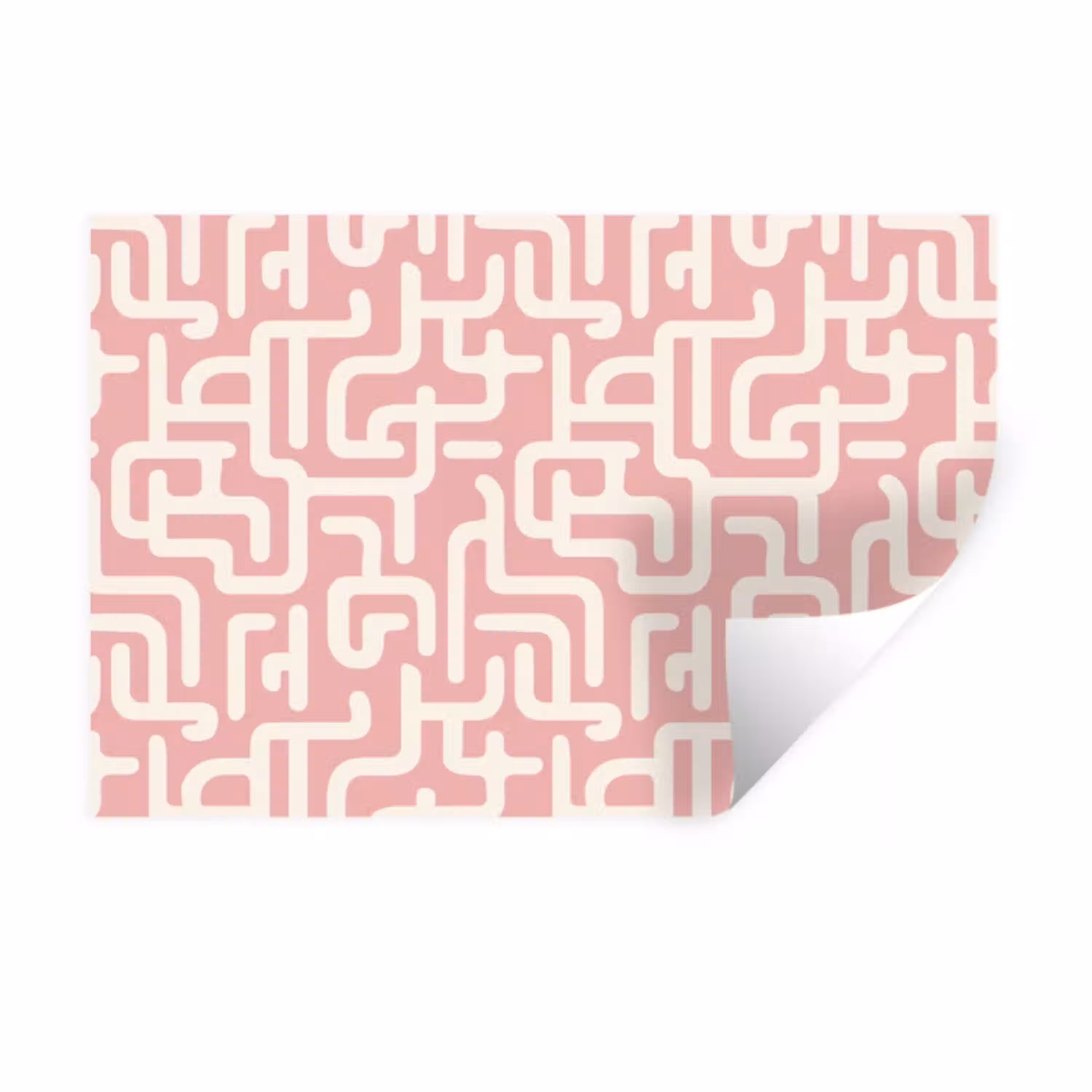Doolhofpatroon - Roze - Wit - Abstract Muursticker klein 286 -3d