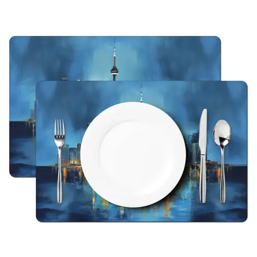 Skyline Toronto - Water - Stadslichten - Toren Placemat vinyl groot -zzsfeer2_Kitchenyeah-website