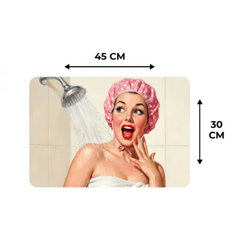 Vrouw - Douche - Roze Placemat vinyl groot -specs