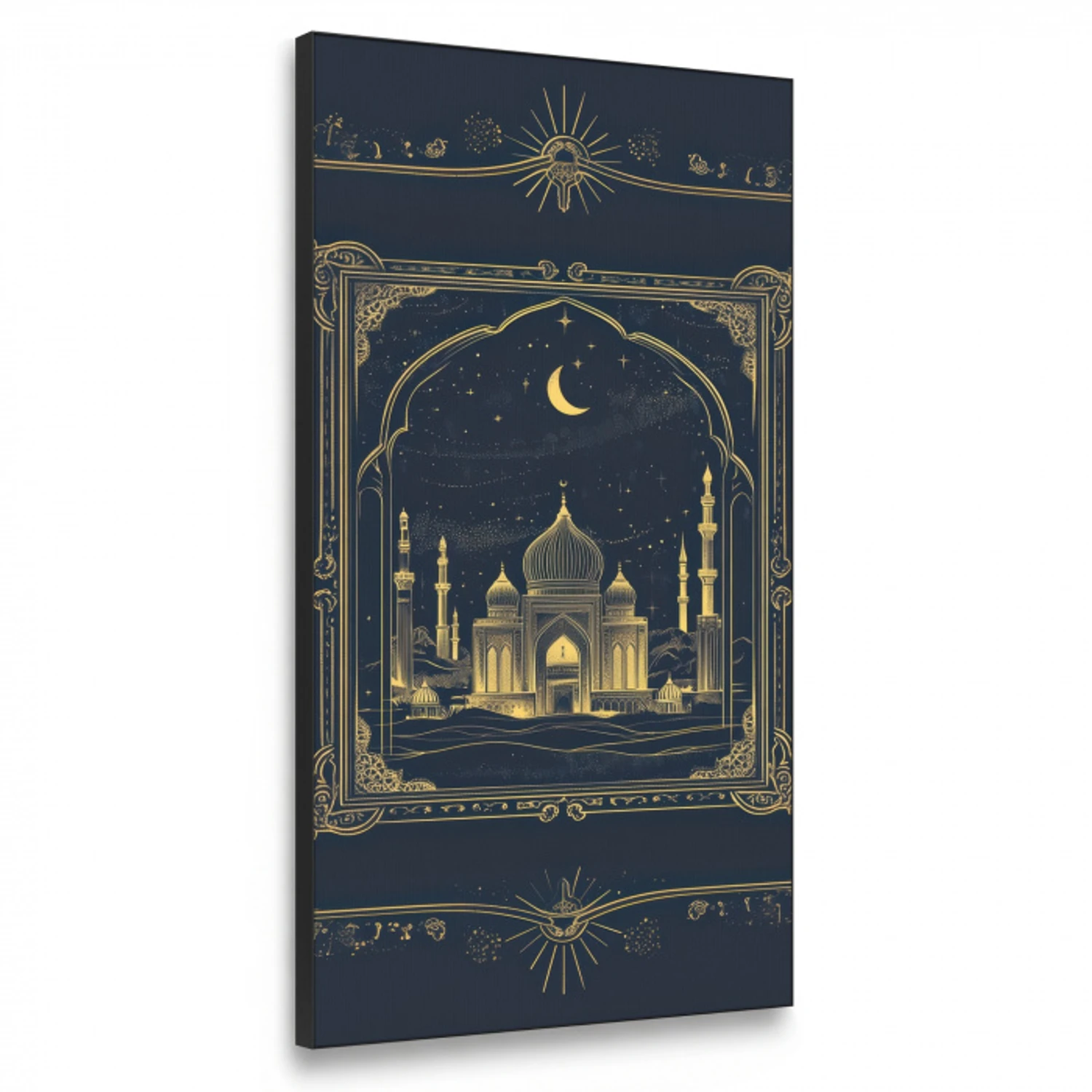 Moskee - Islam - Goud - Ramadan - Islamitische Textielframe zwart klein -3d