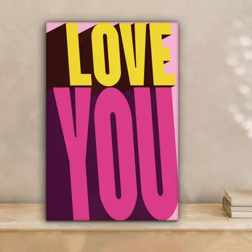 Love - Tekst - Roze - Valentijn canvas 2cm klein -sfeer1