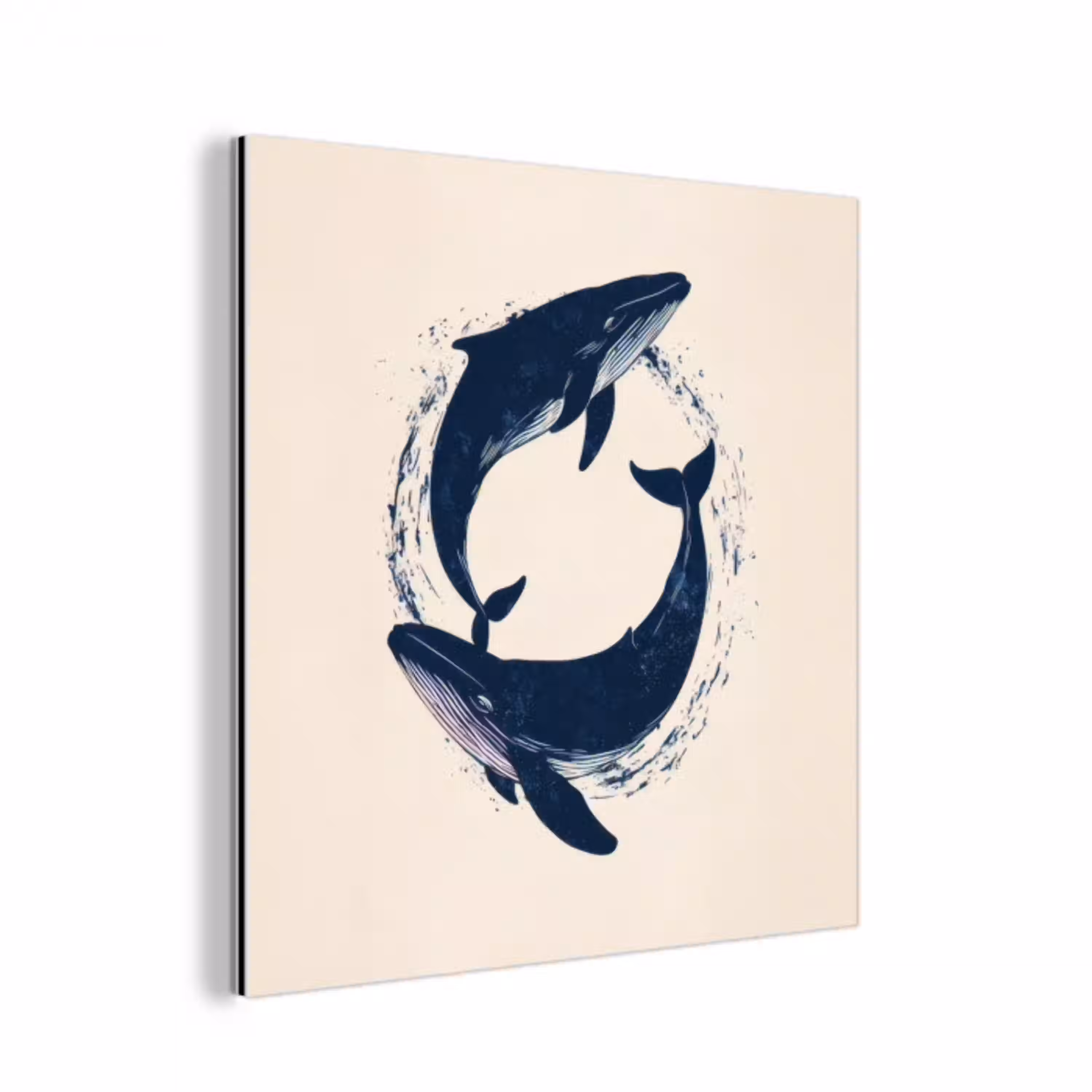 Walvissen - Spetters - Cirkel - Donkerblauw aluminium wit klein -3d