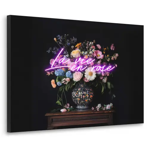 Neon - Vaas - Bloemen Textielframe zwart klein -3d