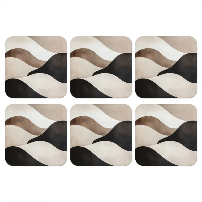 Golven - Abstract - Beige onderzetter kurk middel -3d