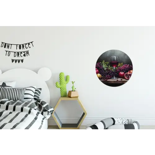 Wijn - Fruit - Stilleven Wandcirkel aluminium klein -kinderkamer