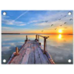 Rustige Zonsondergang tuinposter los doek klein -3d