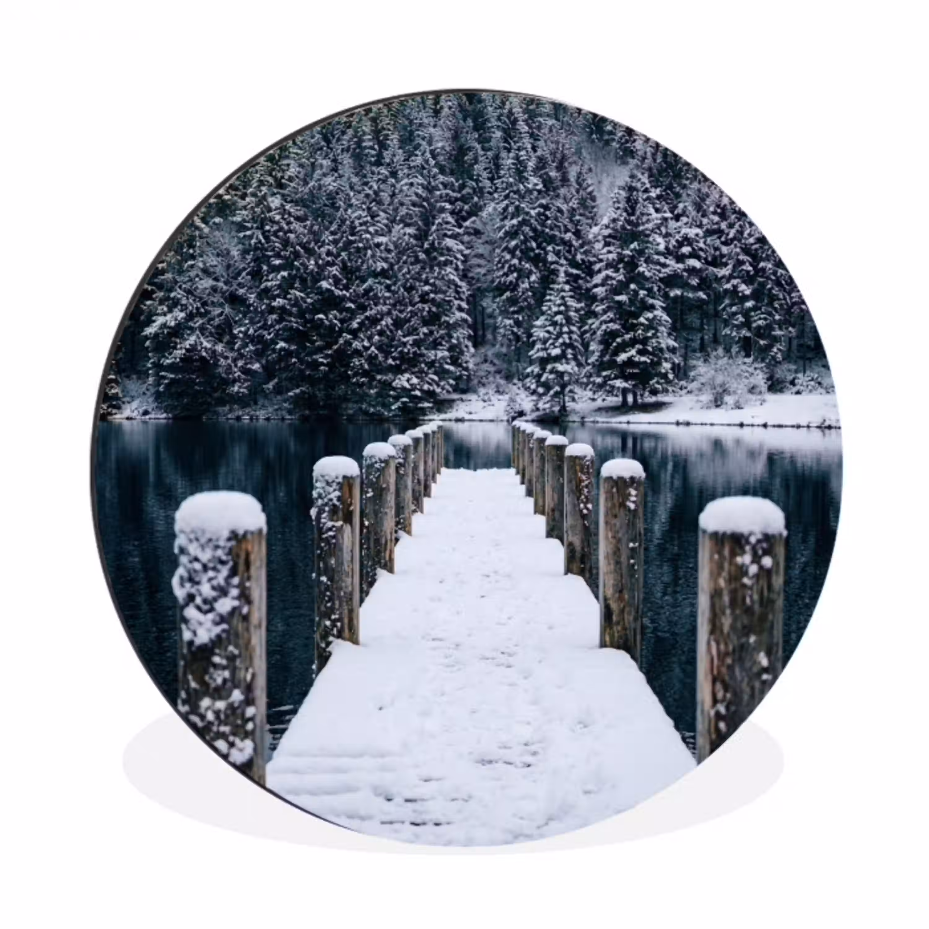 Steiger - Meer - Sneeuw - Bergen - Rustgevend Wandcirkel aluminium klein -3d
