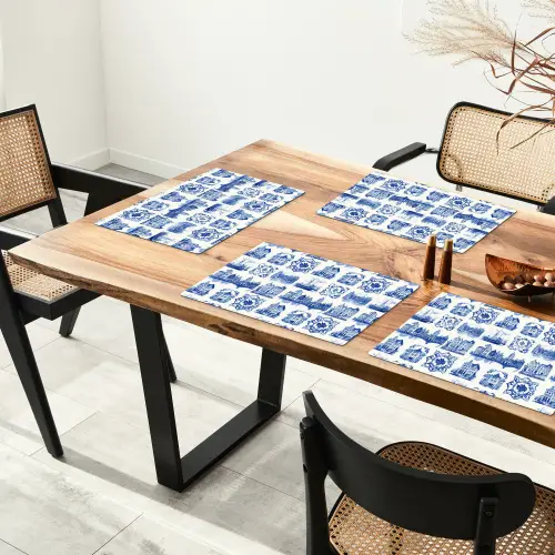 Huizen - Schepen - Blauw Placemat vinyl groot 368 -zzsfeer4_Kitchenyeah-website