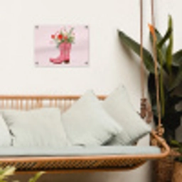 Cowboylaarzen - Roze - Boeket - Bloemen tuinposter los doek klein -sfeer7