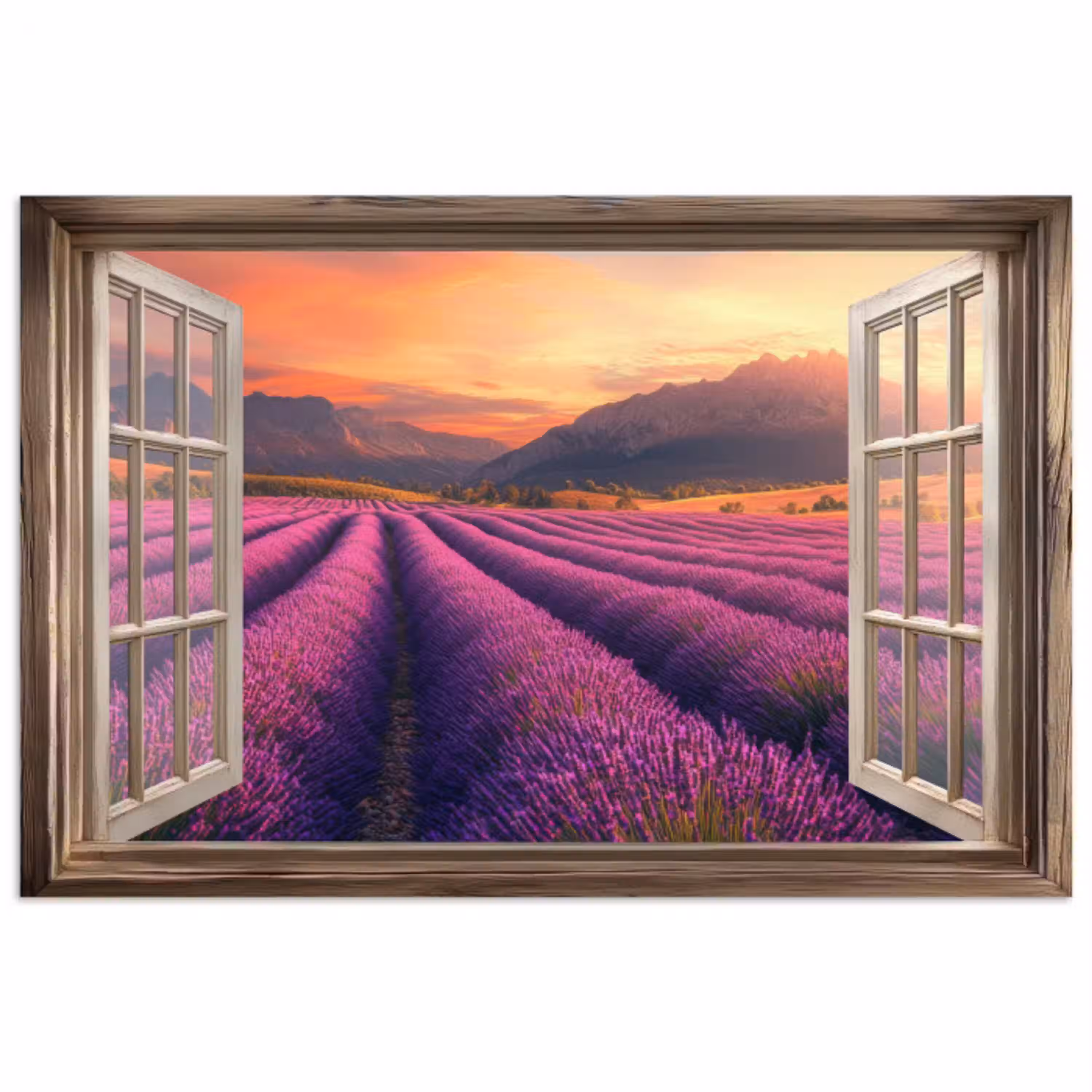 Doorkijk - Lavendel - Landschap - Bloemen - Paars poster papier klein -3d