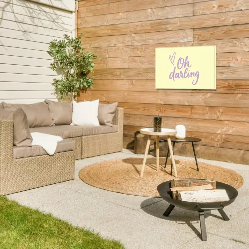 Oh darling - Geel - Hart Tuinposter op houten frame 2 cm dik klein -sfeer2