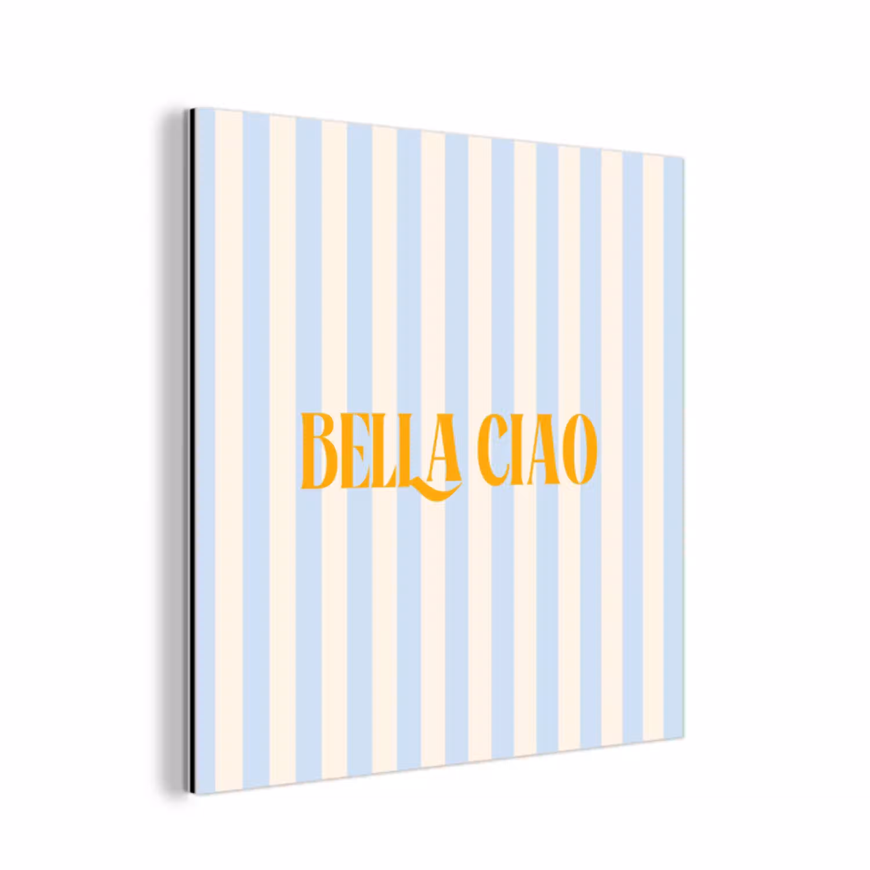 Oranje - Blauw - Strepen - Bella ciao aluminium wit klein -3d