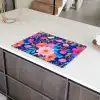 Bloemen - Blauw - Roze Inductie beschermer vinyl 3mm klein -sfeer8