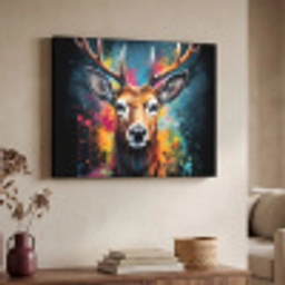 Hert - Graffiti - Dieren - Kleuren Textielframe zwart klein -sfeer3