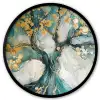 Boom - Modern - Verflook - Turquoise - Goud Fotolijst rond zonder passe partout klein -3d