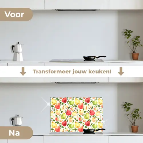 Patroon - Appels - Peren keuken achterwand spatscherm klein 900 -voor_na_NL