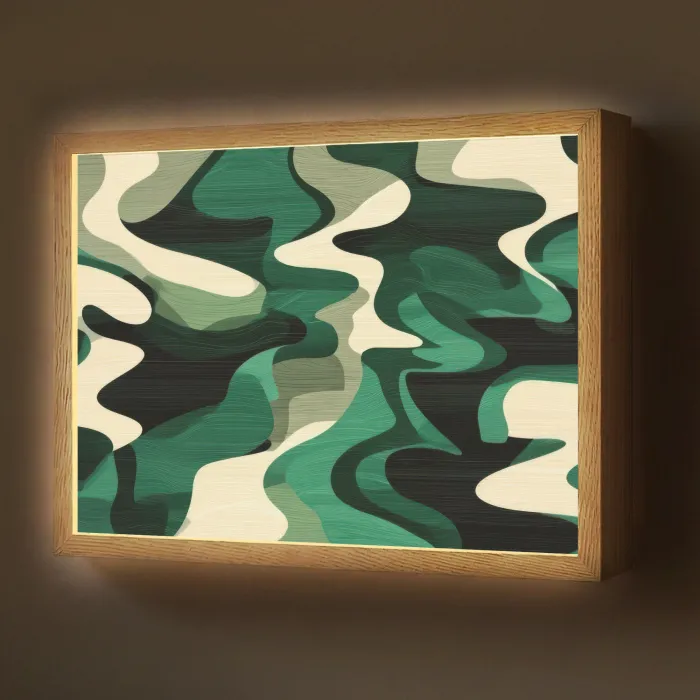 Abstract - Camouflage - Groen Light Box met batterij (Wandlamp) middel -z3d_website