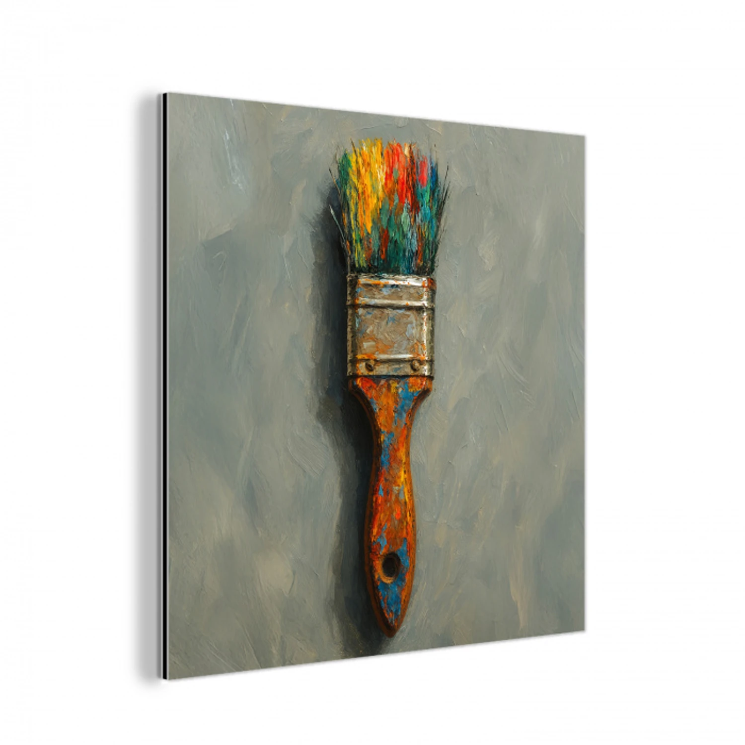 Verf - Kwast - Schilderij aluminium wit klein -3d