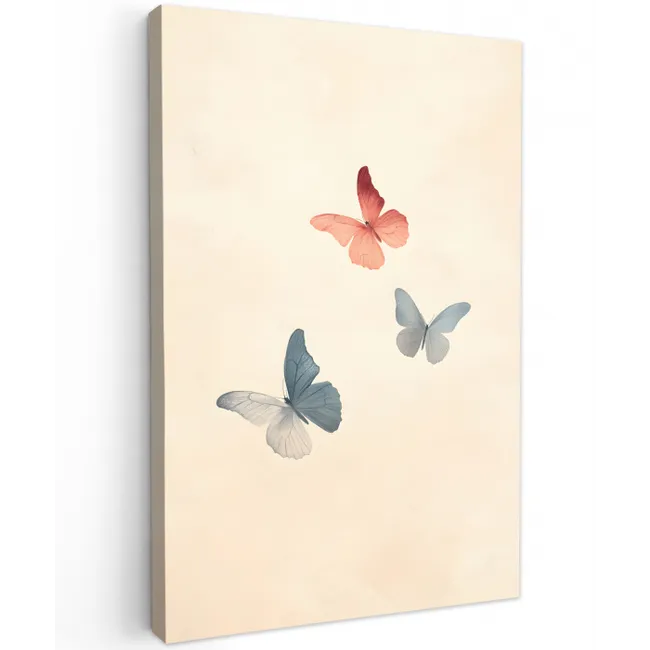 Vlinders - Minimalistisch - Roze Tuinposter op houten frame 2 cm dik middel -3d